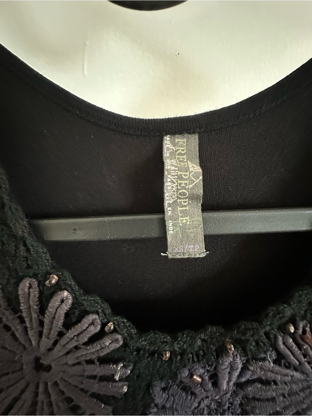 Free People Black Crochet Floral Appliqué Sleeveless Dress - Picture 4 of 5